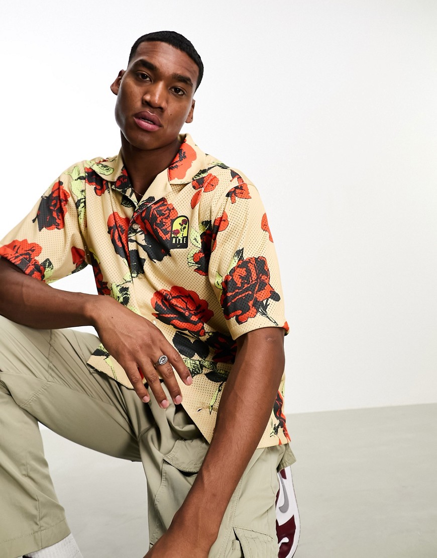 Nike Rose Print Shirt In Stone - Part Of A Set-neutral