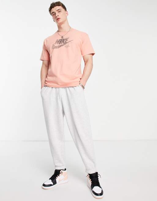 Nike – Różowy T-shirt oversize z efektem sprania i grafiką – LPINK, 2 z 4