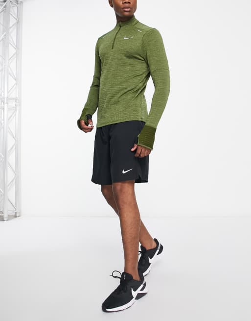 Slim Fit Active Zip Force Jacket in Khaki Green with Thumbholes to