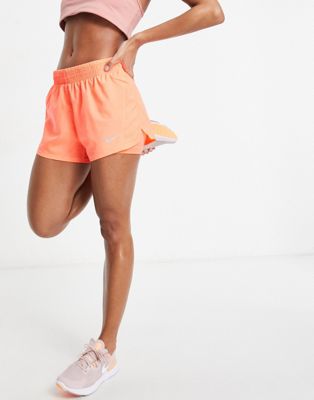 Nike Running 10k 2in1 shorts in peach 