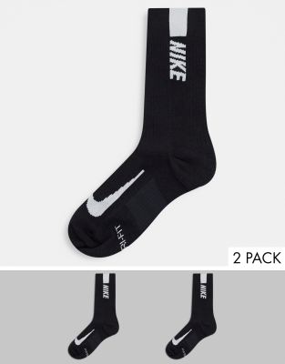 asos Nike Running 2 pack crew socks in black