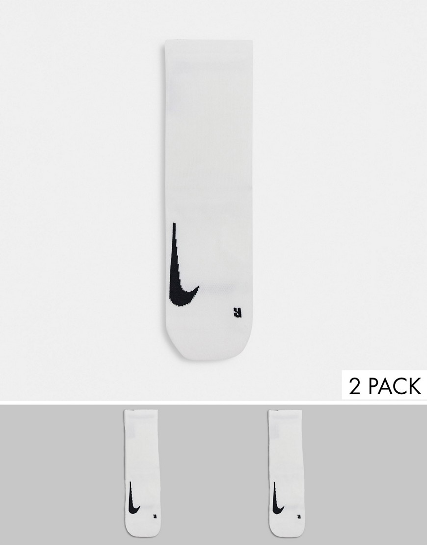Nike Running 2 pack crew socks in white