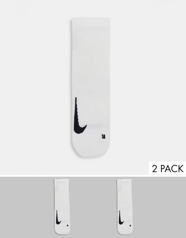 Nike Running 2 Pack Multiplier socks in white