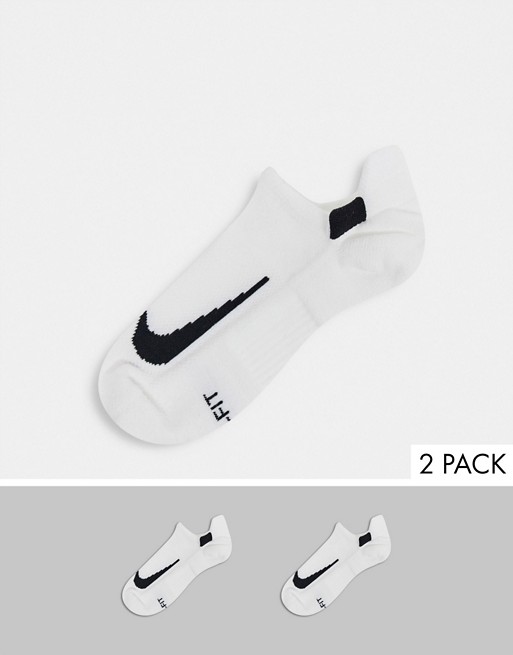 Nike Running 2 pack unisex no-show socks in white