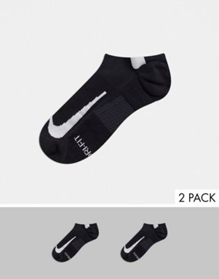 Nike Running 2 pack unisex no-show socks in black
