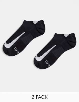 Nike Running - 2er-Pack nicht sichtbare Unisex-Socken in Schwarz