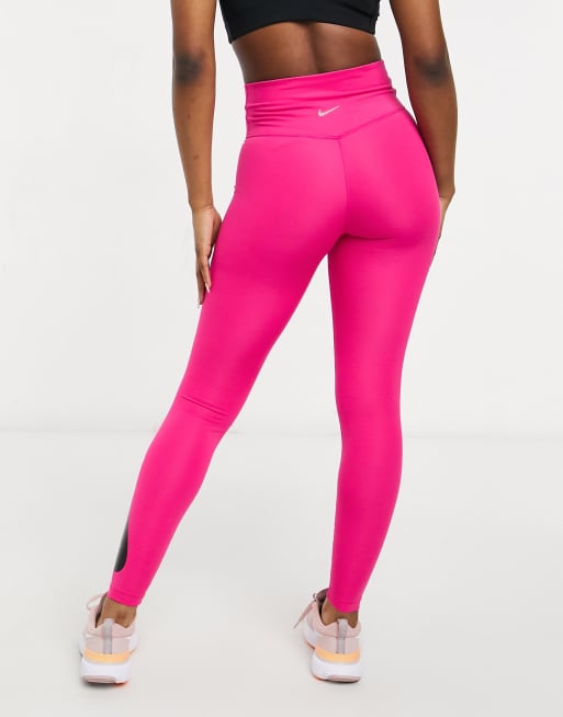 lezing donker Vervuild Nike Running - 7/8 legging met swoosh in roze | ASOS