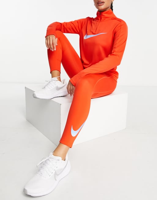 Nike Running - 7/8 legging met swoosh-logo in rood