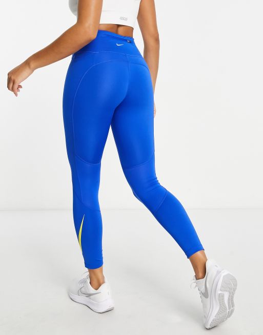 Nike Running – 7/8-Leggings in Blau mit Swoosh-Logo ASOS