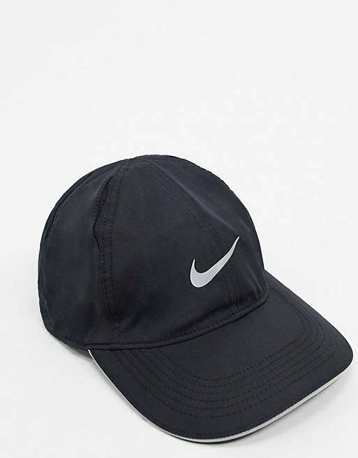 Nike Running aerobill swoosh logo cap in black | ASOS