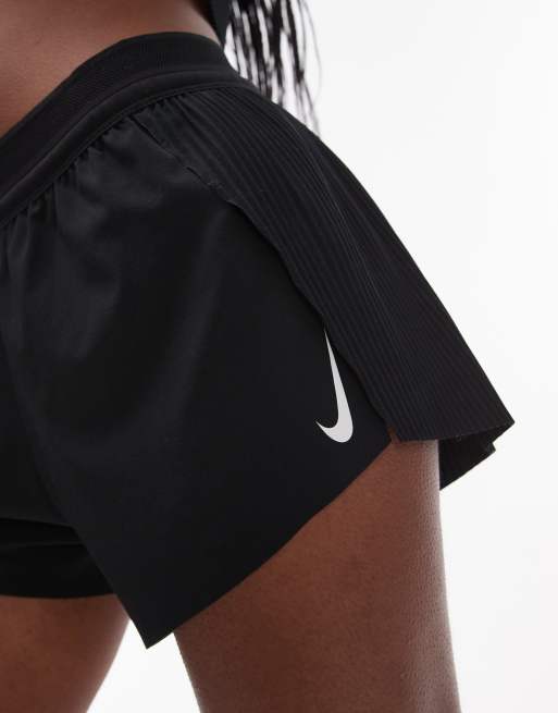 Nike Running AeroSwift 3 inch pleated shorts in black | ASOS