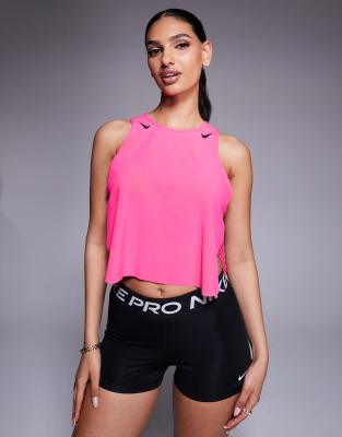 Nike Aeroswift Cropped Tank Top In Pink