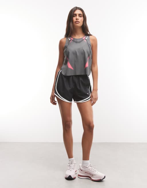 Nike Running Aeroswift Dri-FIT cropped tank in grey and pink, 3 of 4