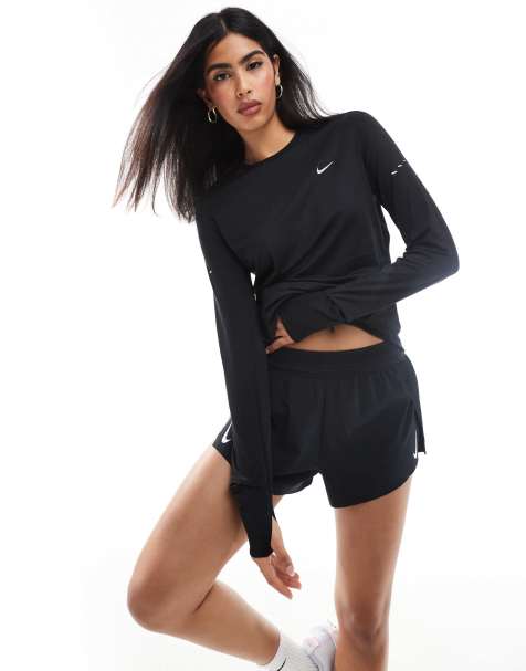 Nike Running - Aeroswift Dri-FIT - Pantaloncini a vita medio alta neri plissé - view 1