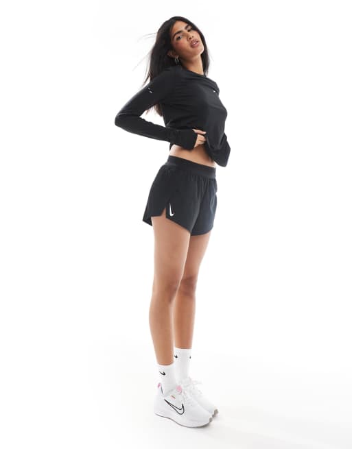 Nike Running Aeroswift Dri-FIT plisse mid rise shorts in black ASOS
