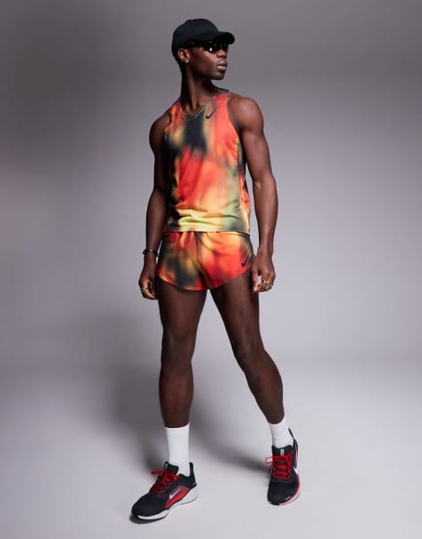 Nike Running Aeroswift Dri-FIT vest in red, yellow and black - view 1