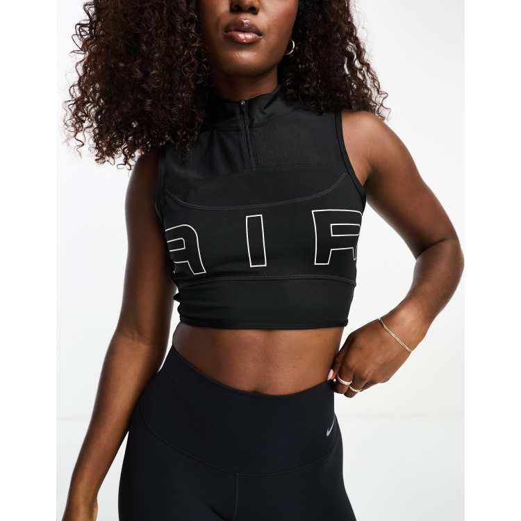 Nike Dri-Fit black cropped athletic mesh insert reflective capri