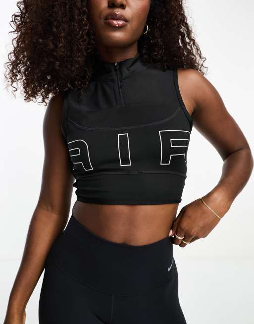 Nike Pro Femme Training dri fit cropped tank top in black