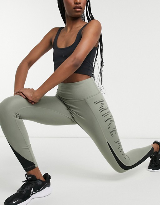 Nike Running Air Epic Fast 7/8 leggings in khaki