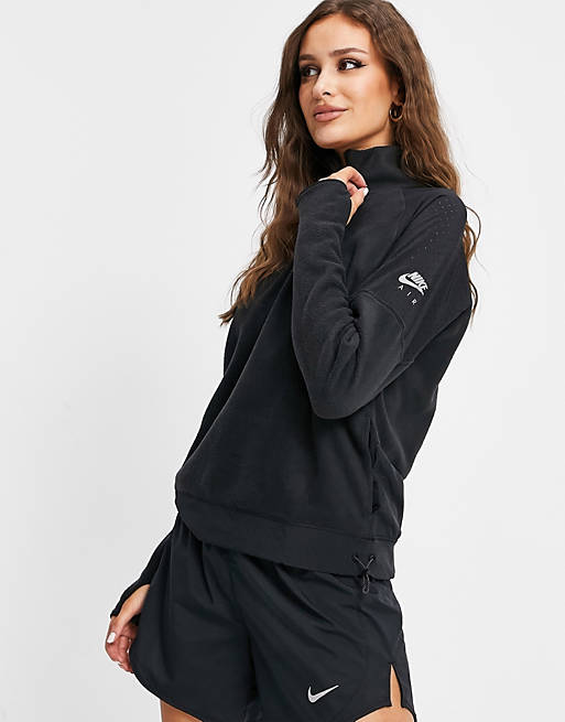 Women Nike Running Air half zip mid layer in black 