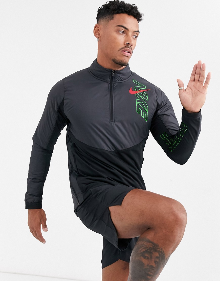 Nike Running - Air Pack Element - Felpa nera con zip corta-Nero