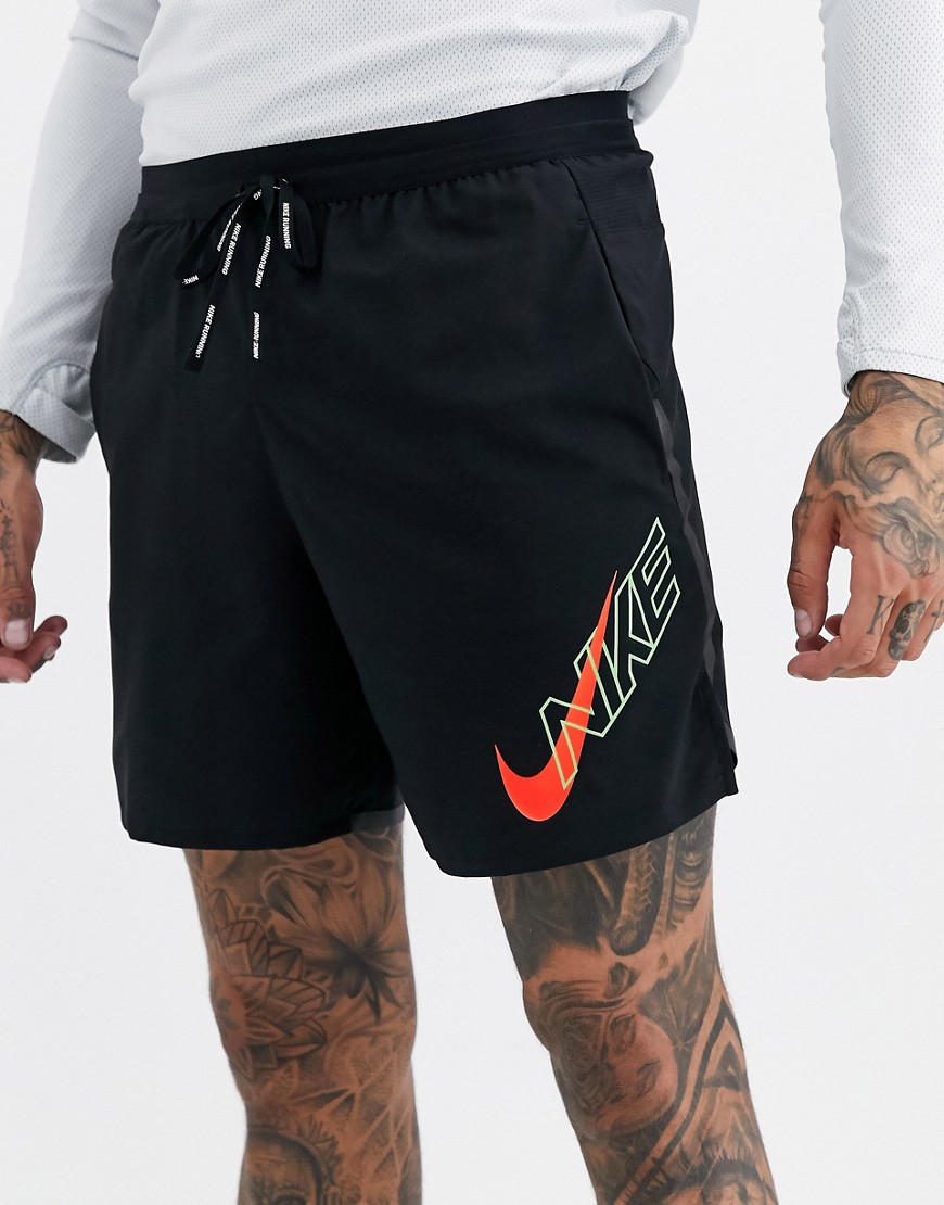 Nike Running - Air Pack Flex Stride - Pantaloncini neri da 7-Nero