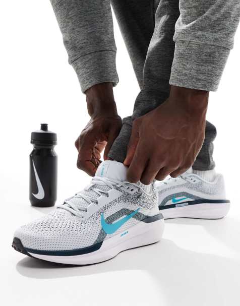 Nike Running Air Winflo 11 trainers in grey and blue - view 1