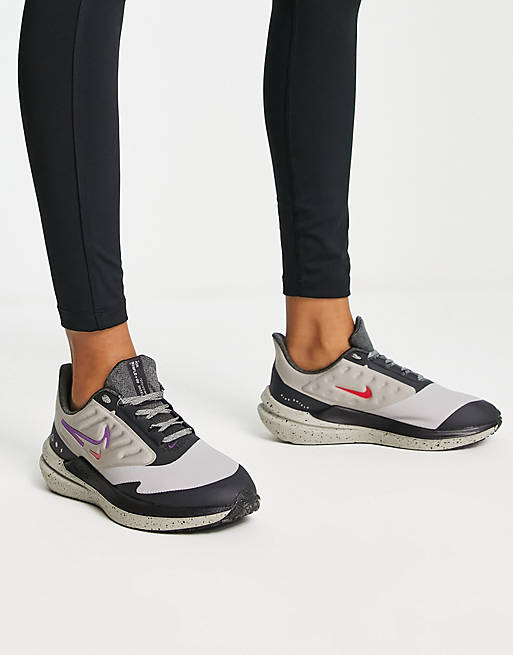 Nike Running Air Winflo 9 Shield trainers in grey | ASOS