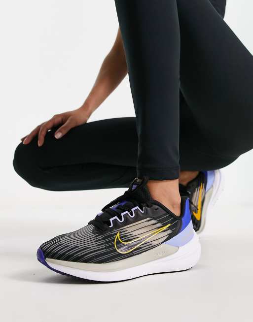 Nike Running Air Winflo 9 sneakers in black and multi ASOS