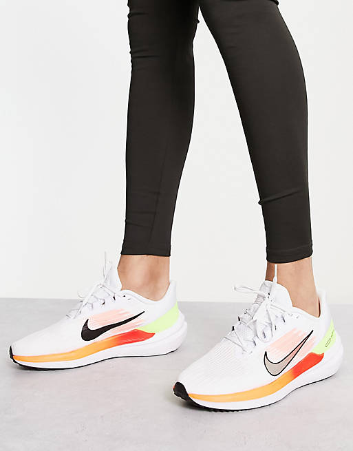 Nike Running Air Winflo 9 sneakers in white and multi | ASOS