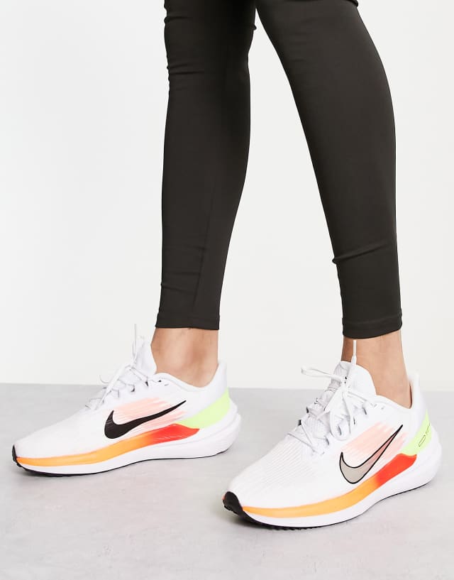 Nike Running Air Winflo 9 sneakers in white and multi