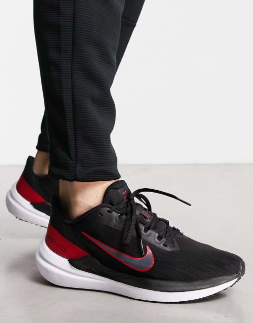 Black and red outlet nike trainers