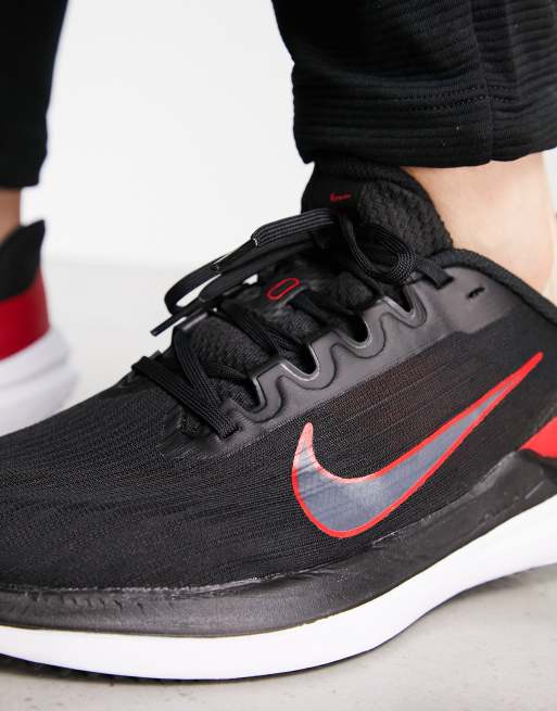 Nike Running Air Winflo 9 trainers in black and red