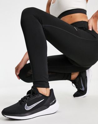 Nike Running Air Winflo 9 trainers in black and white - ASOS Price Checker
