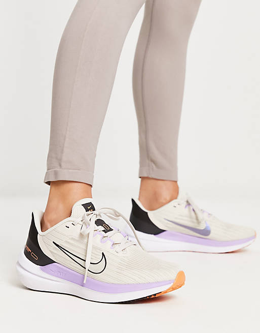 Nike Running Air Winflo 9 trainers in stone | ASOS