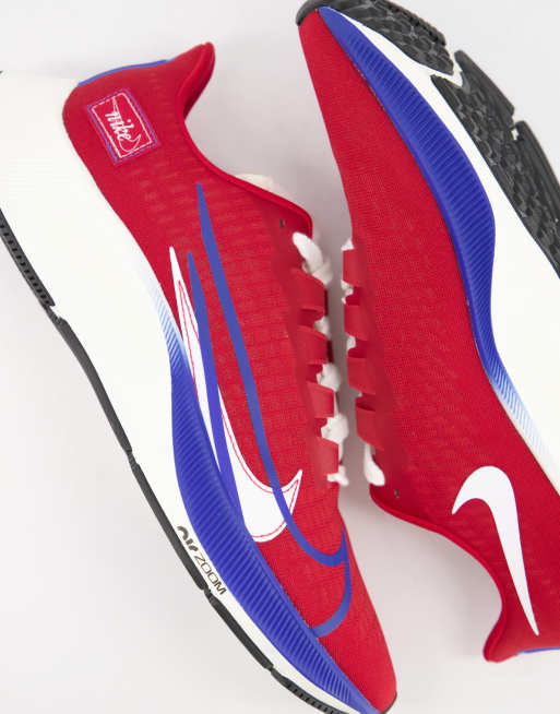 Nike Running Air Zoom Pegasus 37 Premium sneakers in red and blue