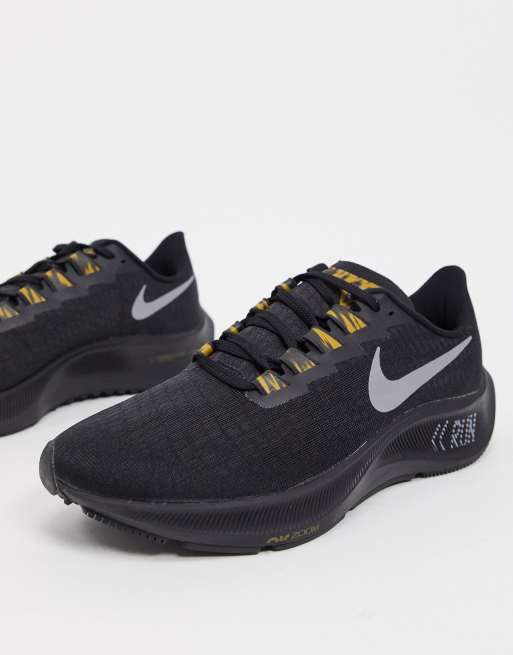 Nike Running Air Zoom Pegasus 37 trainers in black gold