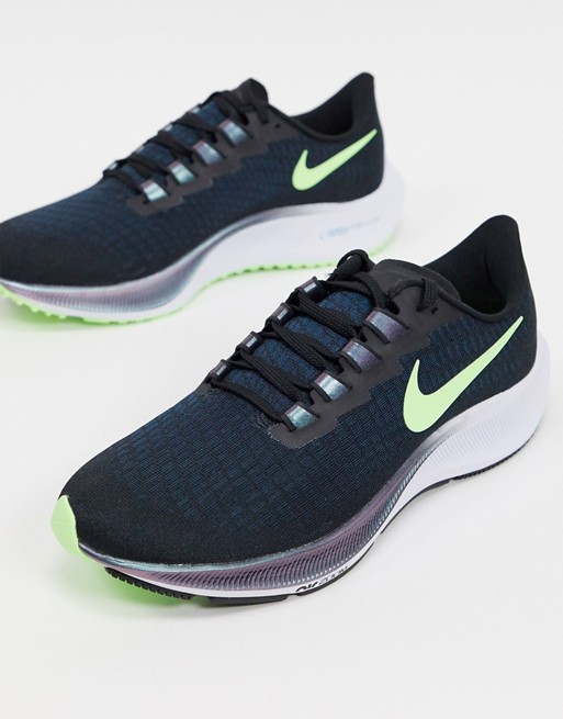 Nike Running Air Zoom Pegasus 37 trainers in black/volt