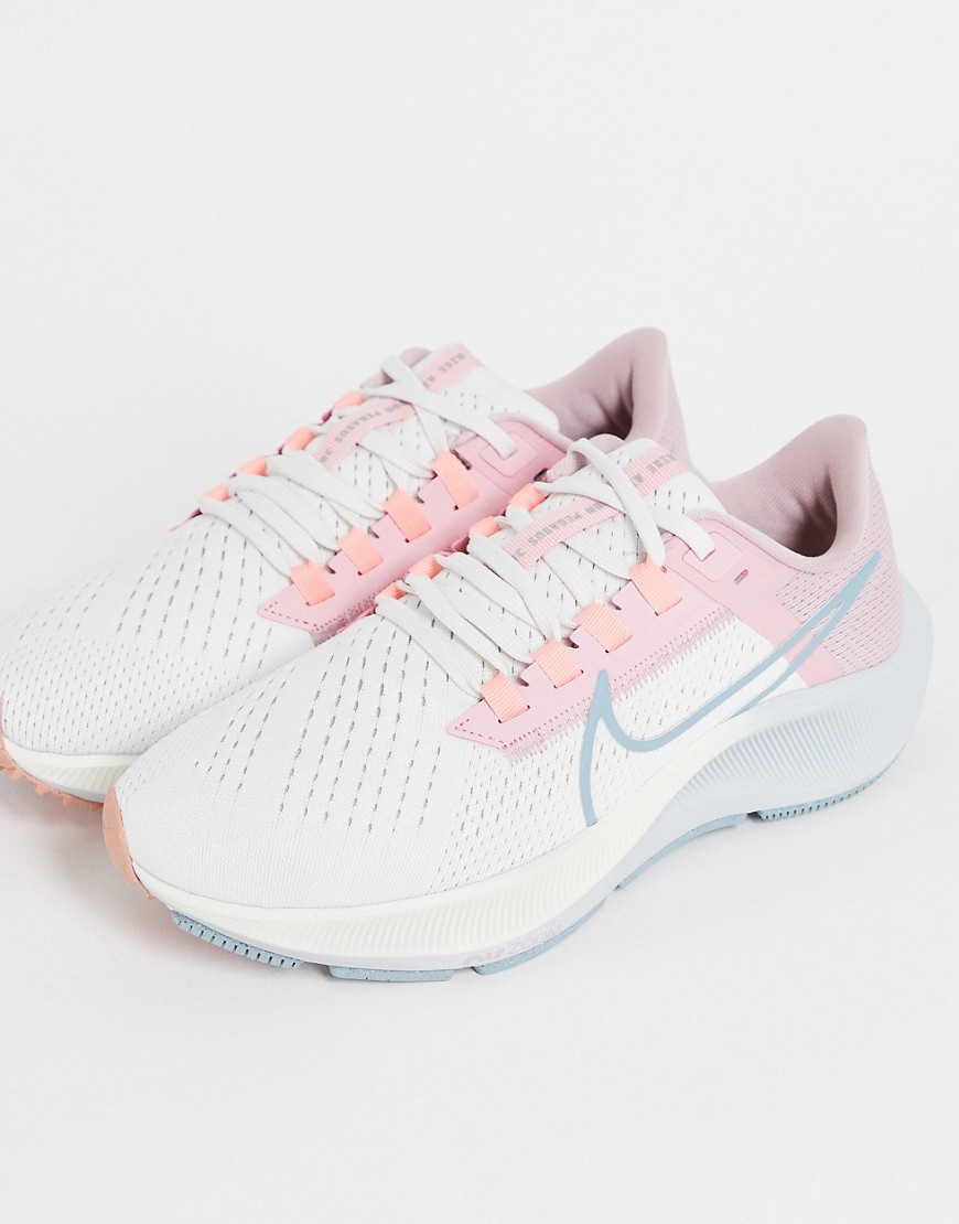 Nike Running Air Zoom Pegasus 38 sneakers in white and pink