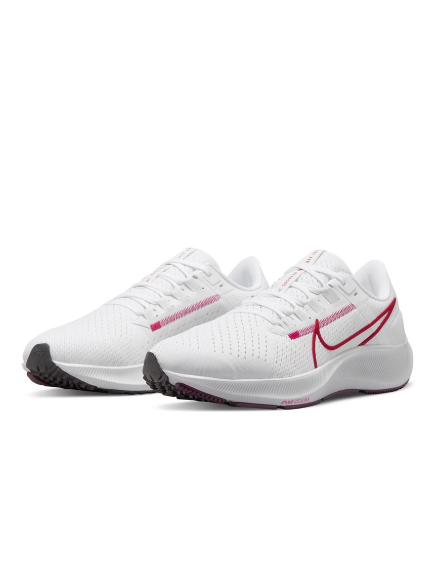Nike Running Air Zoom Pegasus 38 sneakers in white/mystic hibiscus