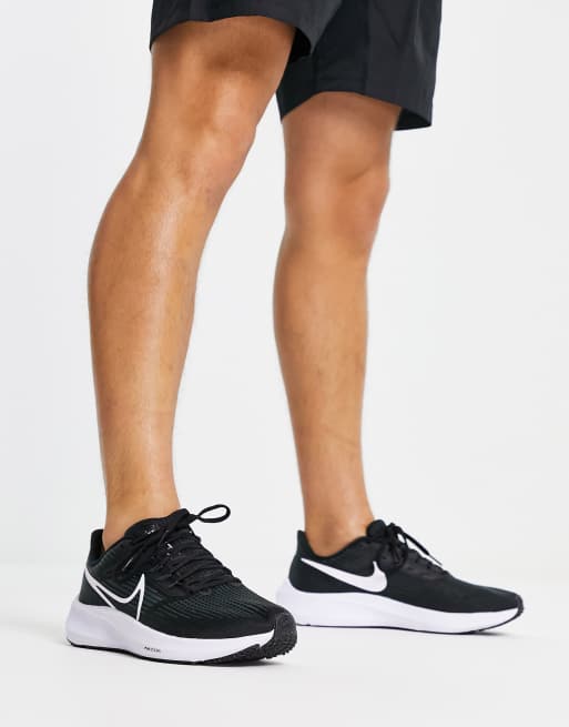 Nike running air zoom pegasus trainers in black and on sale white