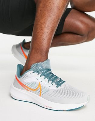 Nike Running Air Zoom Pegasus 39 trainers in grey and orange