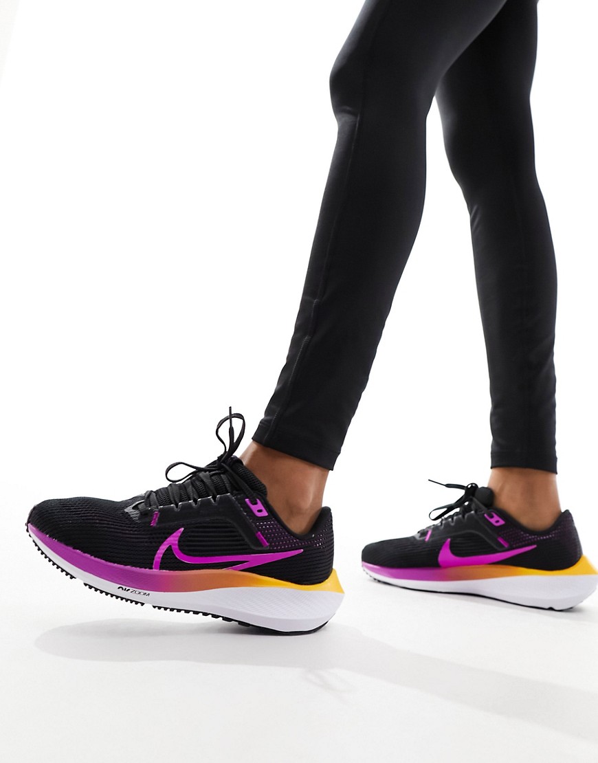 Nike Running Air Zoom Pegasus 40 in black and hyper violet