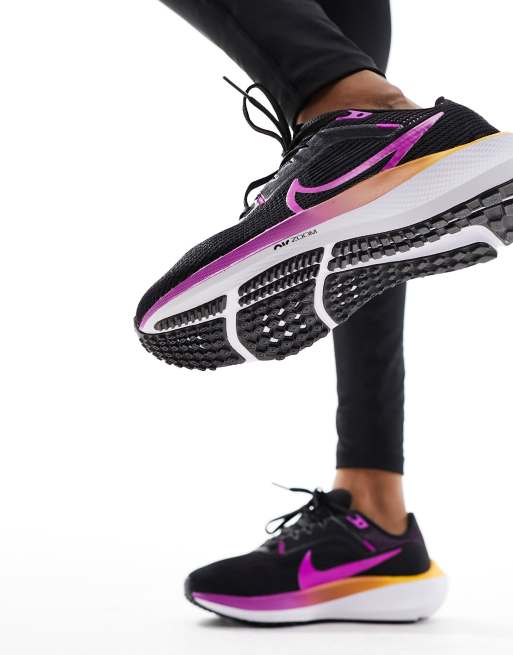 Nike womens shoes black and purple best sale