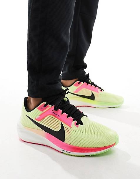 Nike Running Air Zoom Pegasus 40 premium trainers in luminous green and pink