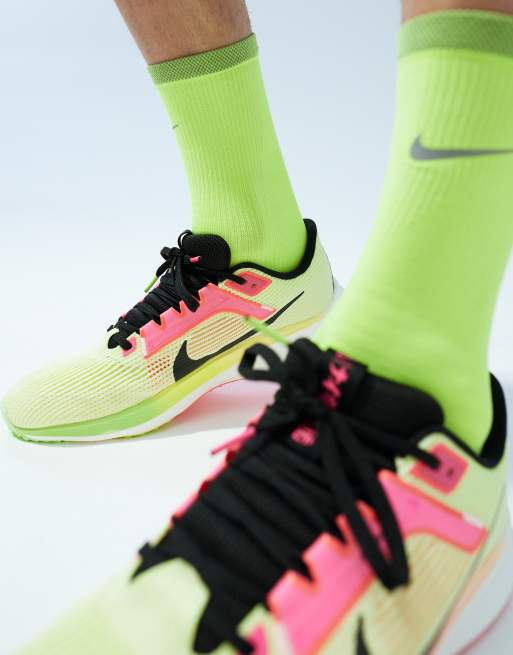 Nike Running Air Zoom Pegasus 40 premium trainers in luminous green and pink