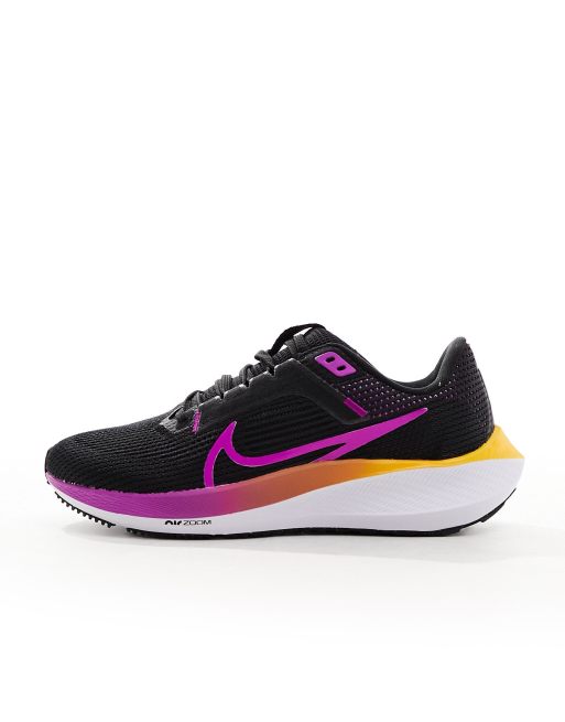 Nike Running Air Zoom Pegasus 40 sneakers in black and hyper violet