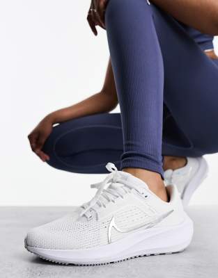 Nike Air Zoom Pegasus 40 Sneakers In White With Silver Detail