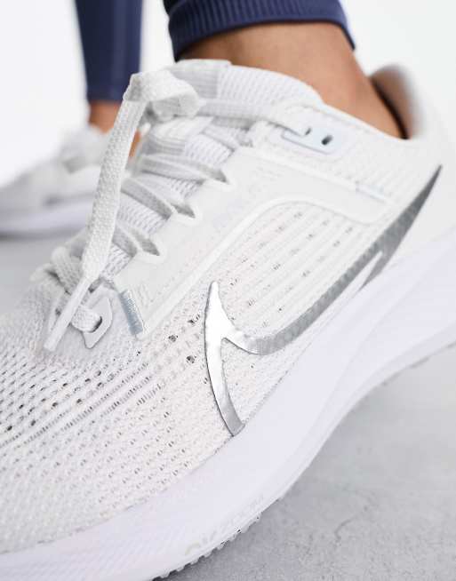 Nike Running Air Zoom Pegasus 40 sneakers in white with silver detail