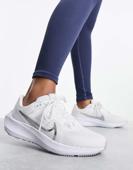 Nike Running Air Zoom Pegasus 40 sneakers in white with silver